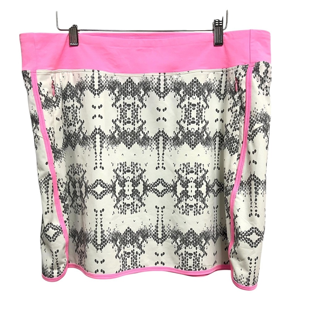 Annika Cutter & Buck Skirt Women XL Pink Grey Snakeskin Golf Tennis CB DryTec